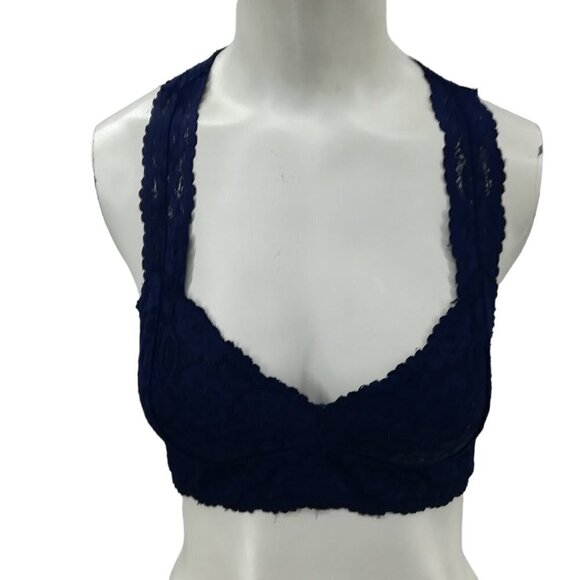 Intimately Free People Blue Gray Lace Bralette Size M Stretch Bra Racerback 2 - Picture 2 of 15